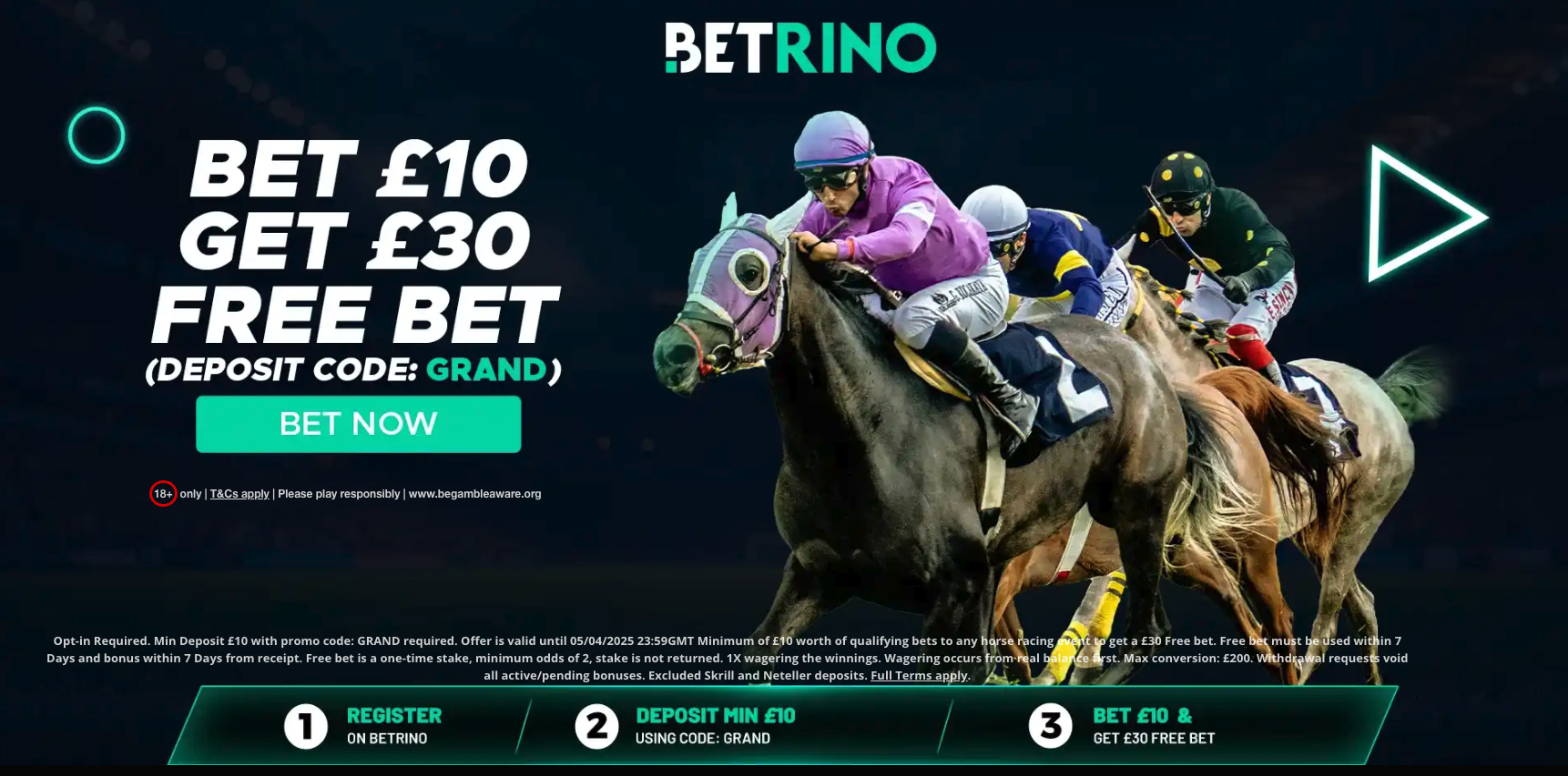 Betrino Grand National Ladies Day Betting Offer - Bet £10 Get £30 In Free Bets
