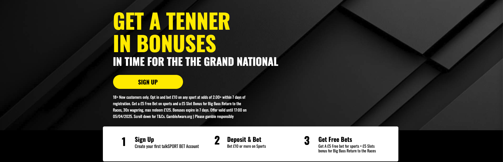 TalkSPORT Bet Welcome Offer - Get A Tenner In Bonuses For The Grand National Day Three