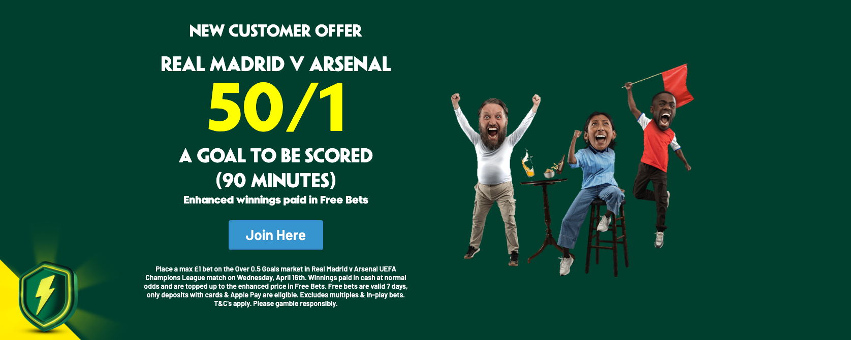 Paddy Power Welcome Offer - Get 50/1 On A Goal To Be Scored In Real Madrid vs Arsenal