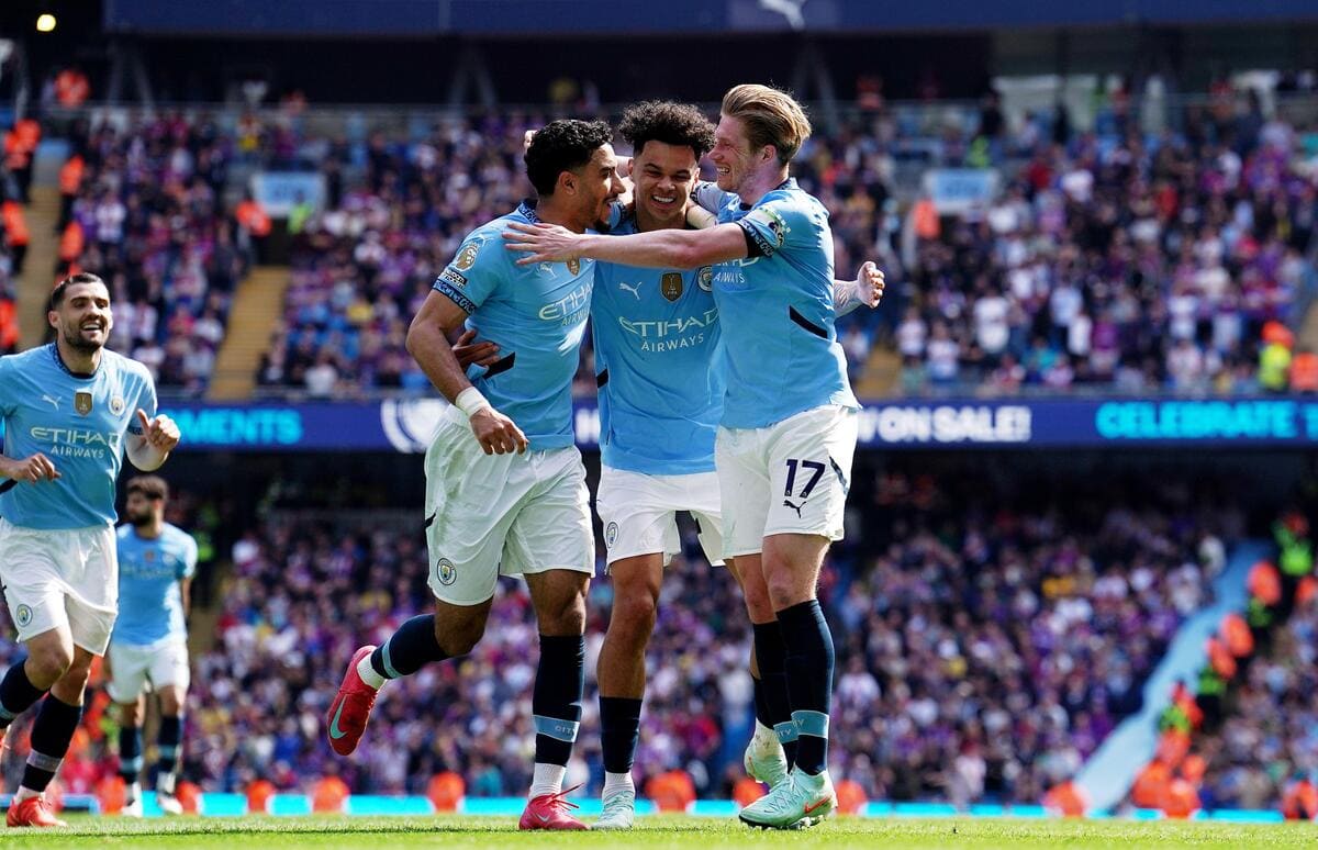 Manchester City celebrate a goal.