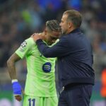 Barcelona boss Hansi Flick consoles Raphinha