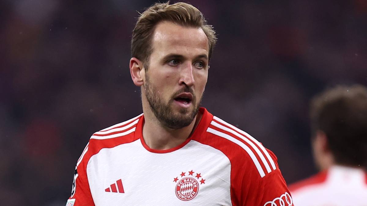 Harry Kane playing football for Bayern Munich