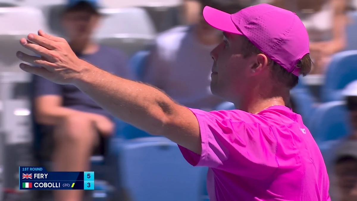 Tênis do Aberto da Austrália 2026, Flavio Cobolli saca x Arthur Fery vídeo, resultado, reação, revisão