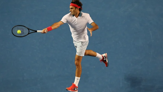 Roger Federer durante o Aberto da Austrália de 2014 em Melbourne Park.