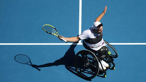 Dylan Alcott durante o Aberto da Austrália de 2019 em Melbourne Park.