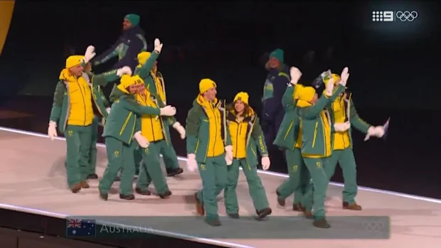 Austrália no desfile de atletas na Cerimônia de Abertura do Milano Cortina 2026.