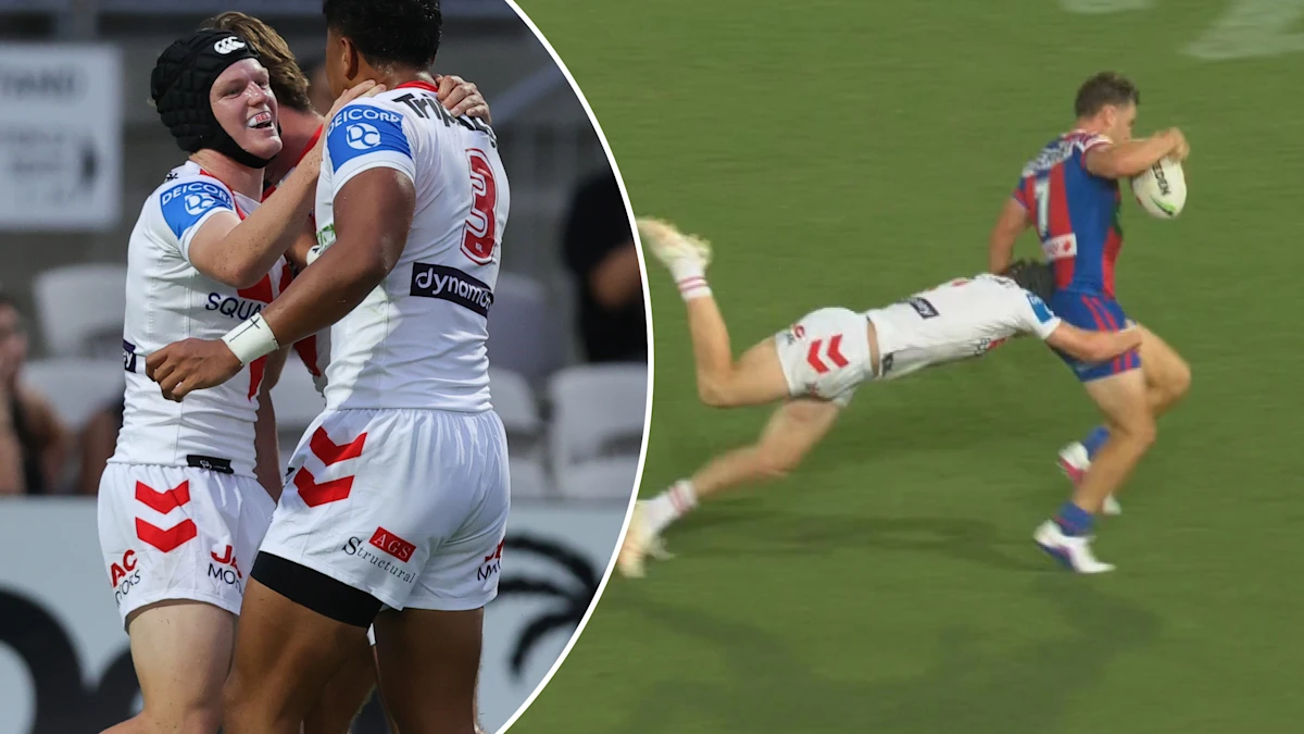 Resultado do teste de pré-temporada de Dragons vs Knights, vídeo; Kade Reed marca tentativa e persegue Sandon Smith, comenta Kieran Foran