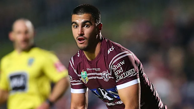 Tom Wright em ação pelos Manly Sea Eagles.