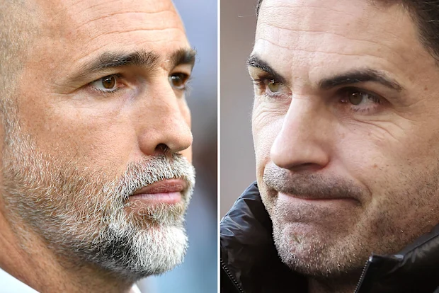 Igor Tudor do Tottenham Hotspur e Mikel Arteta do Arsenal.