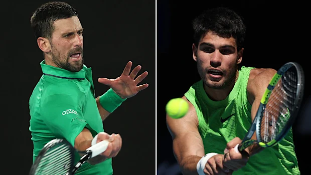 Novak Djokovic da Sérvia e Carlos Alcaraz da Espanha.