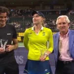 Elena Rybakina momento estranho na apresentação do troféu, vídeo, duplas mistas de Taylor Fritz, exibição