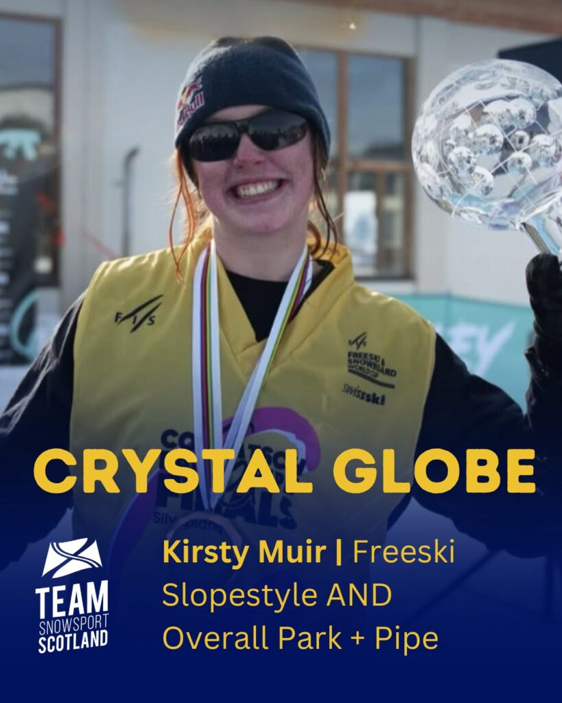 Kirsty Muir coleciona Park and Pipe 25-26 World Cup Tour vencendo o grande globo