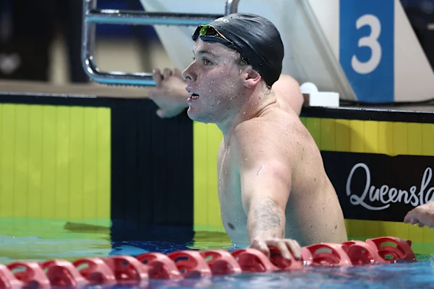 GOLD COAST, AUSTRÁLIA - 06 DE ABRIL: Samuel Short comemora a vitória nos 400m livres masculinos durante o Aberto da Austrália de Natação de 2026 no Gold Coast Aquatic Centre em 06 de abril de 2026 em Gold Coast, Austrália. (Foto de Chris Hyde/Getty Images)