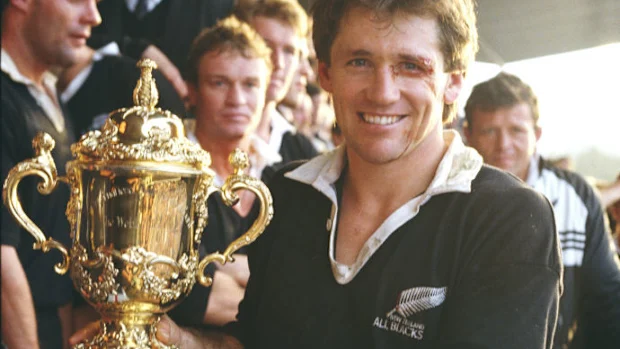 David Kirk, capitão dos All Blacks, após vencer a primeira Copa do Mundo de Rugby.