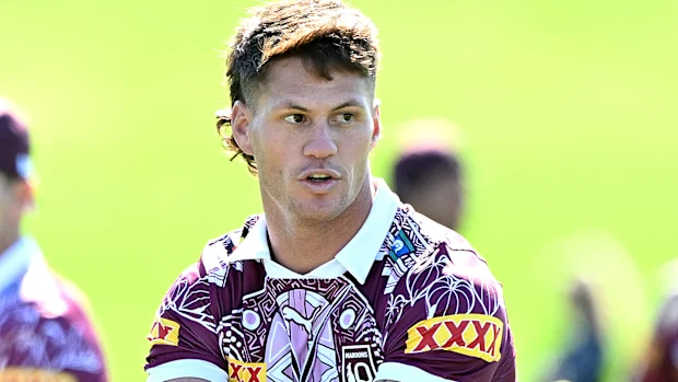 Kalyn Ponga em ação durante o treinamento do Queensland Maroons Men's State of Origin