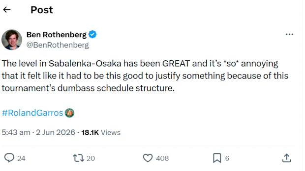 Um tweet de Ben Rothenberg. 