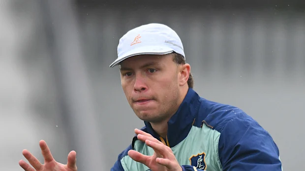 Darby Lancaster dos Wallabies participa de um treino no Lakeside Stadium.