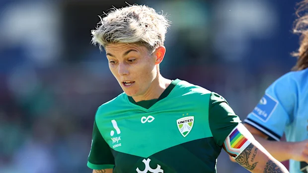 Michelle Heyman em ação pelo Canberra United na A-League Women. 