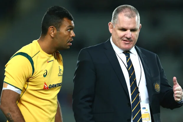 O pagador dos Wallabies, Kurtley Beale, com o técnico Ewen McKenzie. (Getty)