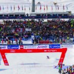 Packed finish arena at the Audi FIS Ski World Cup slalom in Gurgl, Ötztal, Austria